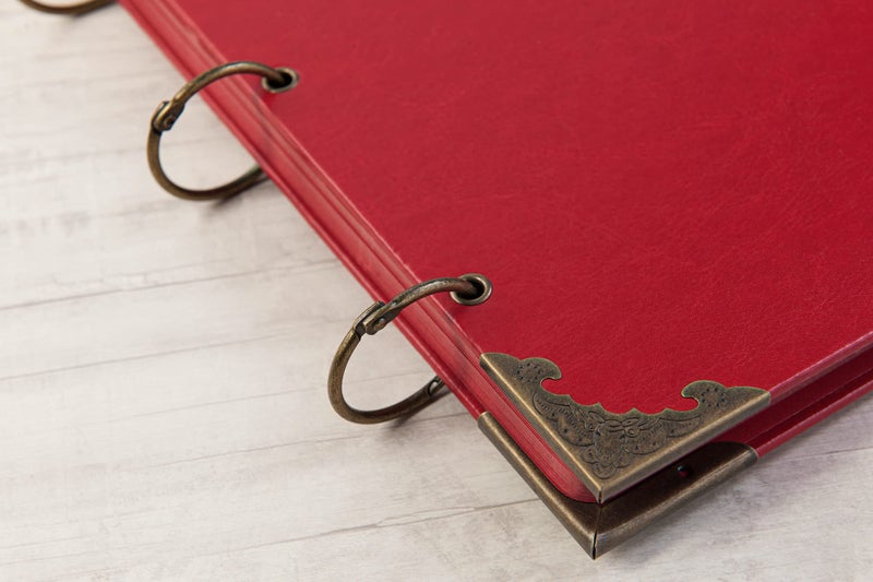 potricher 12 x 12 Inch Large Leather Hardcover 80 Pages DIY Scrapbook Photo Album Blank Craft Paper Wedding Anniversary Family Photo Scrapbook Album (Red, 12 x 12 Inch) - Image 4